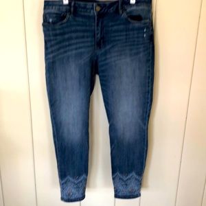 WHBM Skinny Crop Embellished Jeans